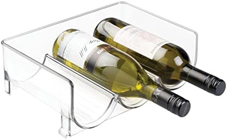 mDesign Modern Plastik Istiflenebilir Dikey Ayakta Şarap Şişe Tutucu Standı - Depolama Organizatör için Mutfak Tezgahı, Kiler,