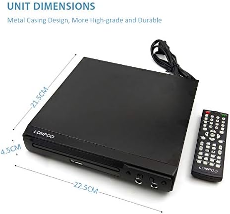 LP-077 TV için DVD Oynatıcı, HDMI ve AV Çıkışlı Bölge Ücretsiz DVD CD Diskleri Oynatıcı (Kablo Dahil), HD1080P, Dahili PAL /