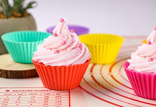60 Paket Silikon Cupcake Pişirme Bardakları, Yeniden Kullanılabilir Muffin Bardakları Renkli Cupcake Gömlekleri Yapışmaz Muffin