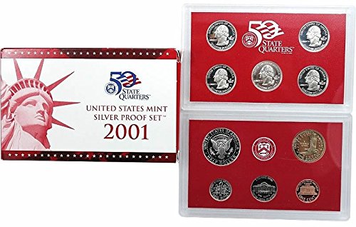 2001 S ABD Geçirmez Set 10-Coin Gümüş Geçirmez Set Nane Devlet Devlet Quarters Geçirmez Set Geçirmez ABD Nane
