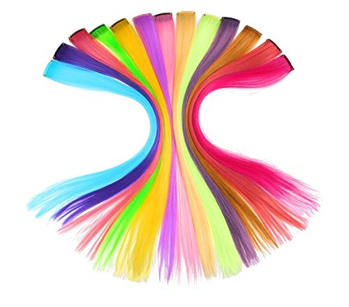 Rozet Saç 20 İnç 10 adet/takım Birden Fazla renk Renkli saç ekleme-Parti vurgulamaktadır düz ısı Hairpieces - Sentetik klipsli