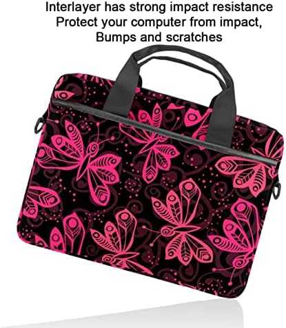 Gül Pembe Kelebekler Koyu Renk Arka Plan Laptop omuz askılı çanta Kılıf Kol için 13.4 İnç 14.5 İnç Dizüstü laptop çantası Dizüstü