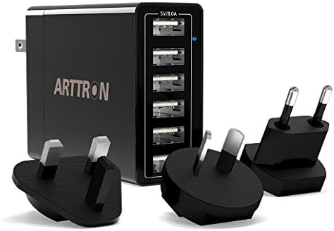 Katlanabilir Fişli Arttron 40W 6 Portlu USB Duvar Şarj Cihazı. Evrensel Seyahat Adaptörü için iPhone 11/XS / XR/X/8/7/6 Artı,