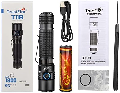 TrustFire T11R 1800 lümen taktik el feneri, Tip - C şarj edilebilir 18650 meşale ışık, süper parlak, IP68 su geçirmez, kamp aksesuarları,