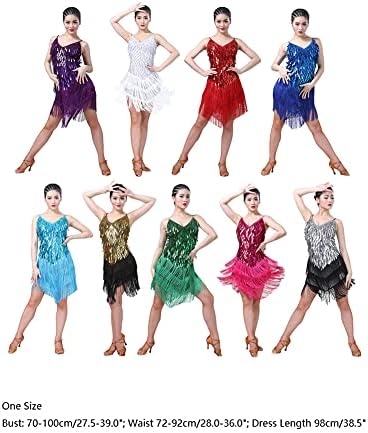 Kadın Pullu Püsküller Sineklik Elbise 1920 s Gatsby Parti Fringe Shining Dans Kokteyl Salsa Tango Balo Salonu Elbise