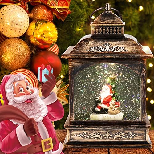 Noel Kar Küreler Fener ile Müzik,ışıklı Su kar küresi 8 USB / 3AA Pil Işletilen 6 H Zamanlayıcı, Glitter Kar Tanesi Su Fener