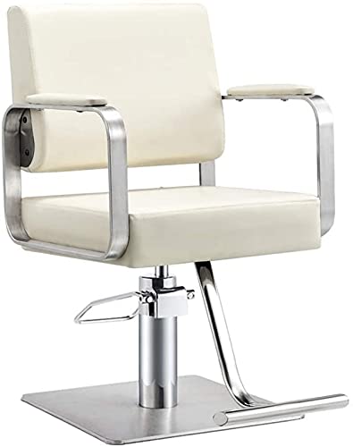 Salon Sandalye Kuaför Döner Tabure Kuaför Güzellik Sandalyeler Modern Deri Berber Koltukları (Renk: Beyaz)
