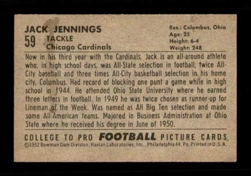 59 Jack Jennings - 1952 Bowman Küçük Futbol Kartları (Ortak) Dereceli EXMT + - İmzasız Futbol Kartları