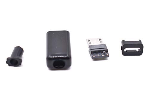10 setleri DIY Mikro USB Erkek Tak Konnektörler Kiti w/Kapakları Siyah