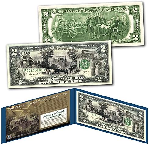 Konfederasyon Demiryolları Amerikan İç Savaşı Banknotu Gerçek Yeni 2 Dolarlık Banknot