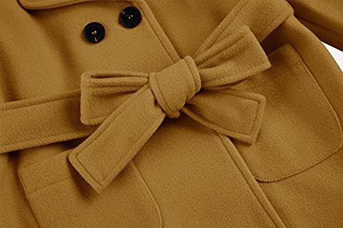 Bebek Çocuk Erkek Kız Klasik Yün Karışımı Ceket Kış Kruvaze Trençkot Dış Giyim Bezelye Ceket Ceket Kemer