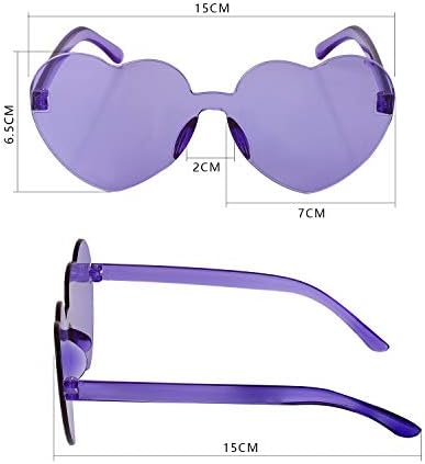 8 Paket Kalp Sunglass Aşk Şekilli Güneş Gözlüğü Şeffaf Renkli Şeker Renk Gözlük Çerçevesiz Gözlük sevgililer Günü Partisi ıçin