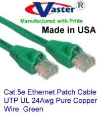 SuperEcable-USA-0673 - 8 Ft UTP Cat5e - ABD'de Üretilmiştir-Yeşil-UL 24Awg Saf Bakır-Ethernet Ağ Yama Kablosu