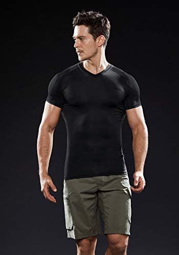TSLA erkek Taktik Serin Kuru Kısa Kollu Sıkıştırma Gömlek, Atletik Egzersiz Gömlek, Aktif Açık Baz Katman T-Shirt