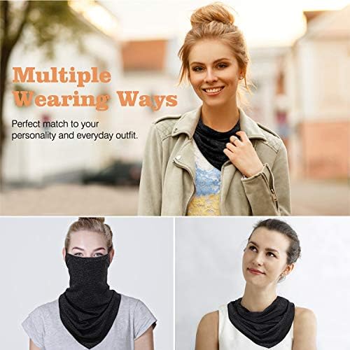 Moko Eşarp Maskesi Bandana Kulak Döngüler ile 3 Paket, boyun Tozluk Balaclava ile Filtre Cep Yüz Maskesi için Açık için Kadın
