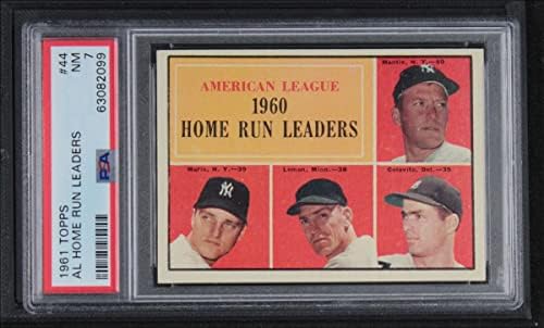 1961 Topps 44 AL İK Liderleri Mickey Mantle / Roger Maris / Rocky Colavito / Jim Lemon Yankees / İkizler / Kaplanlar (Beyzbol