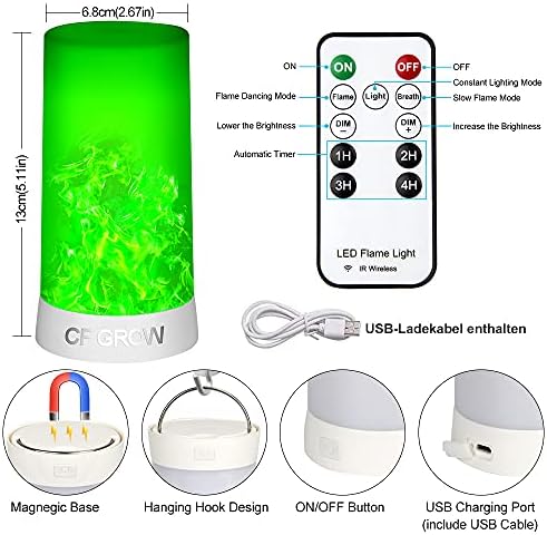 Alev etkisi ışık, USB şarj edilebilir Alev mum su geçirmez kısılabilir 4 modları Fener,Flicking Açık Alev lambası Yerçekimi Algılama