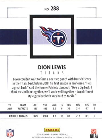 2018 Panini NFL Futbol 288 Dion Lewis Tennessee Titans Resmi Ticaret Kartı
