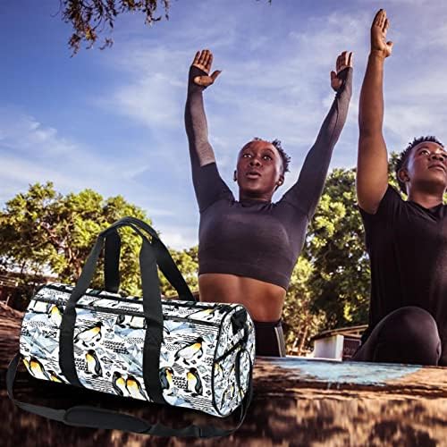 Spor çantası Kadın Erkek Suluboya Penguen Elmas Desen Spor Spor Tote Çanta Hafta Sonu Gecede Seyahat Çantası Açık Bagaj Çanta