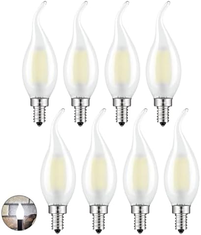 CRLight 4 W LED Şamdan Ampul 4000 K Günışığı Beyaz, 45 W Eşdeğer 450 LM Dim, E12 Şamdan Tabanı, Vintage Edison Tarzı C35 Buzlu