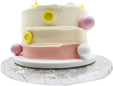 10 İnç Kek Davul, Düğün Doğum Günü Partisi için Gümüş Yuvarlak Panoları Karton (1/2 İnç Kalınlığında, 3 Paket) - Tamamen Sarılmış