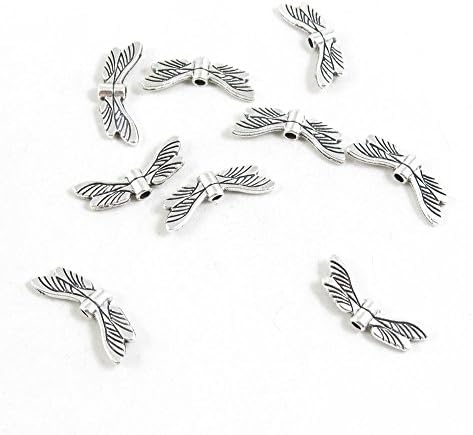 20 Parça Antik Gümüş Ton Takı Yapımı Kaynağı Charms Telkari Sanatlar El Sanatları Boncuk Bulgular Işçiliği E4UO1R Dragonfly Kanatları