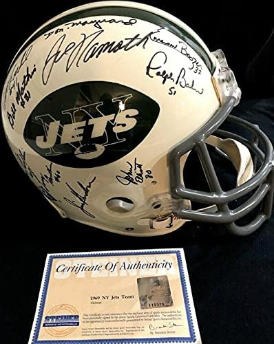 1968 Jets Super Bowl 3 Şampiyon Takımı imzalı FS oyun modeli kask Joe Namath STEİNER İmzalı NFL Kaskları