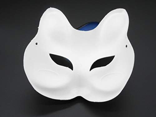 Tilki Maskesi Beyaz Kağıt Boş El Boyalı Yüz Maskesi (3'lü Paket)
