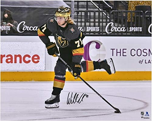 William Karlsson Vegas Altın Şövalyeler İmzalı 16 x 20 Siyah Jersey Altın Kask Fotoğraf İmzalı NHL Kaskları ve Maskeleri