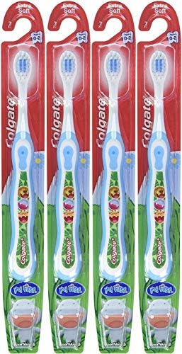 Colgate İlk Diş Fırçam, 0-2 Yaş Arası, Ekstra Yumuşak 7, (4'lü Paket) Renk Açık Mavi