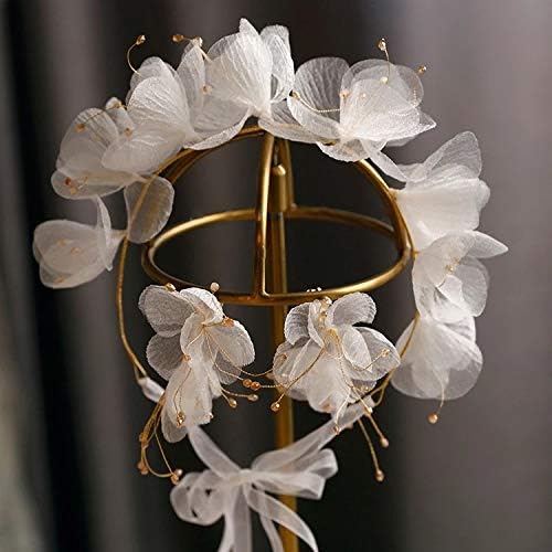 WSSBK güzel ipek iplik çiçek kafa bandı rüya küpe dış stil düğün saç aksesuarları gelin için