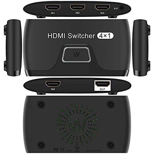 HDMI Anahtarı, 4 Portlu 4K HDMI Anahtarı 4x1 Anahtar Ayırıcı, Full HD 4K 1080P 3D Oynatıcıyı Destekler