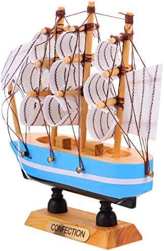 LUOZZY Yelkenli Kek Dekorasyon Ahşap Yelkenli Modeli Kek Topper Yat Masaüstü Süs (Orta, Uzunluk 12 cm, Rastgele Renk)