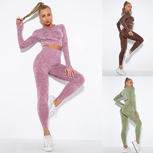 Kadın Egzersiz 2 Parça Kıyafetler Eşofman Kadife Uzun Kollu Mahsul Tops Joggers Pantolon Eşofman Yoga Tayt Setleri