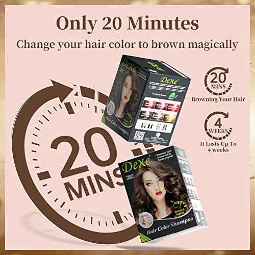 Kahverengi Saç Rengi Şampuan 25 ml x 10 ADET / Devrimci Anında Saç Boyası / Yarı Kalıcı Sihirli Sadece 20 Dakika Son 30 Gün /