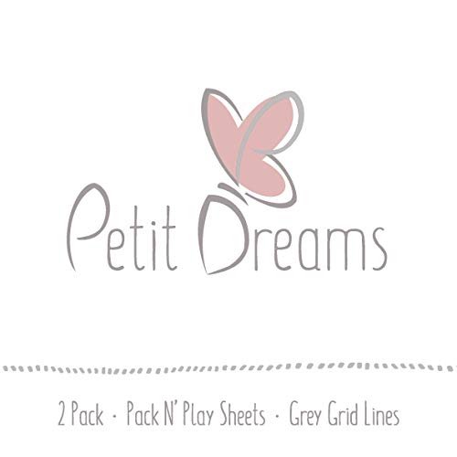 Petit Dreams Pack N Play, Mini Beşik Levha 2 Paket-Erkek Bebek veya Kız Bebek için %100 Jarse Örme Pamuk, Gri