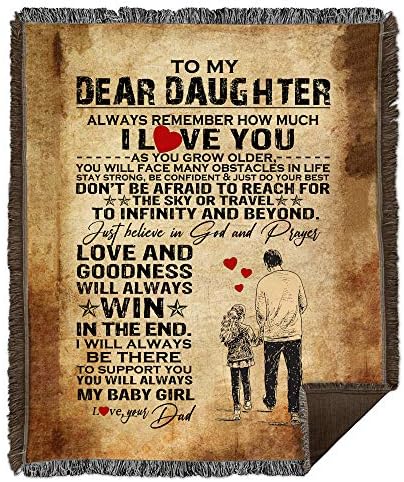 Artgosome My Baby Dad to Amazing Daughter Gökyüzüne Ulaşmaktan Korkmayın - Dokuma Battaniye-Ev Yatak Dekoru (60 x 80)