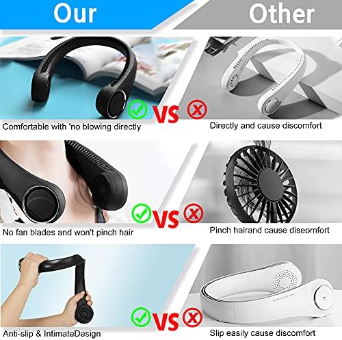 Kişisel Soğutma Taşınabilir Boyun Fanları - USB Şarj Edilebilir,360 Serbest Dönüş ve Daha Düşük Gürültü Bladeless Pille Çalışan