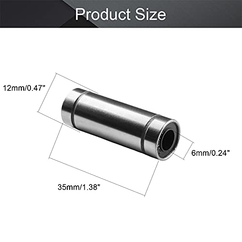 Othmro 6mm Lineer Rulmanlar Ekstra Uzun LM6LUU, 6mm Çap, 12mm OD, 35mm Uzunluk 1 Adet