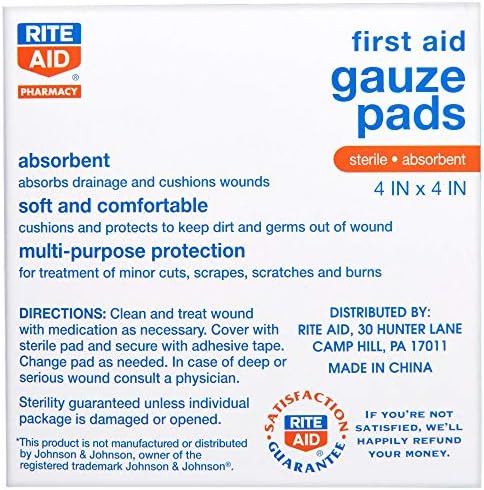 Rite Aid Steril Gazlı Bez Pedleri, 4 x 4 - 25 Steril Ped / Yapışmaz, Yapışmaz Gazlı Bez Pedleri / Yara Bakım Malzemeleri / İlk
