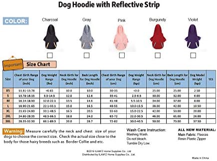 Küçük Orta Büyük Ekstra Küçük XL Köpekler için Köpek Hoodie Polar Sweatshirt Kömür Gri Pembe Kırmızı Mor Koşum Deliği ve Yansıtıcı