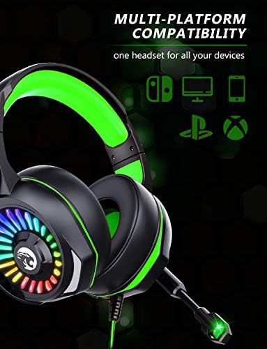 ZİUMİER Z20 Gaming Headset for PS4, PS5, Xbox One, PC, Gürültü İzolasyonlu Mikrofonlu Kablolu Aşırı Kulak Kulaklık, RGB led ışık,