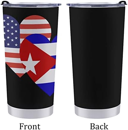 Küba Amerikan Kalp Bayrağı 20 oz paslanmaz Çelik bardak Çift Duvar Seyahat Kahve Kupa Kapaklı