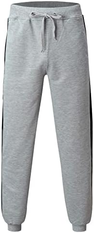 Goutique erkek Eşofman Altı Bahar Renk Eşleştirme Dikiş Rahat Kırpılmış Pantolon İpli Elastik Bel Spor Pantolon
