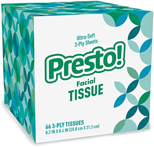 Markası-Presto! Ultra Yumuşak Yüz Dokuları (4 Küp Kutu), 3 Katlı Premium Kalın, Kutu Başına 66 Doku (Toplam 264 Doku)