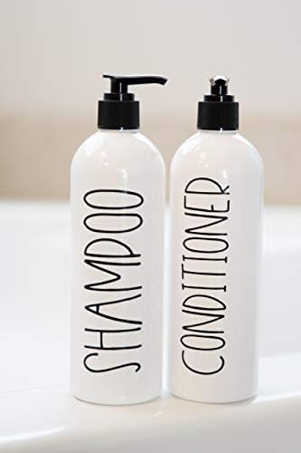Heartland Yazı Modern Şampuan ve Saç Kremi Dispenseri, Duş için Doldurulabilir Şişeler, 16 oz Beyaz Şişeler