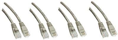 Cat5e Ethernet Yama Kablosu, Takılmayan / Kalıplanmış Önyükleme, 2 Ayak, Gri, 4'lü Paket (ED752958)