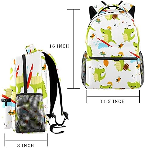 Okul sırt çantası yeşil sevimli dinozor hafif su geçirmez rahat çanta çocuklar için 11. 5x8x16 inç