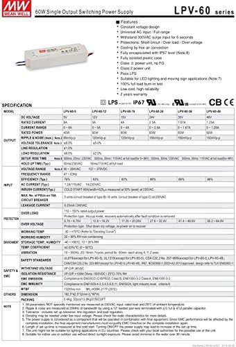 LPV-60-24 Tayvan Ming Wei 60W24V su geçirmez LED güç kaynağı 2.5 A voltaj regülatörü ile aydınlatma için ışık kutusu aydınlatma