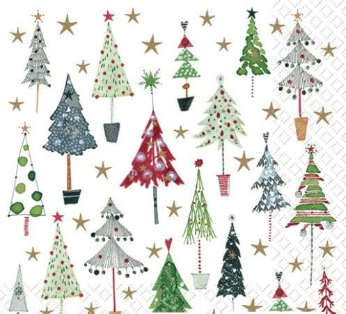 2 Set parti peçete Noel ağaçları yıldız kağıt masa dekor peçeteler tatil Doğum günü partisi için